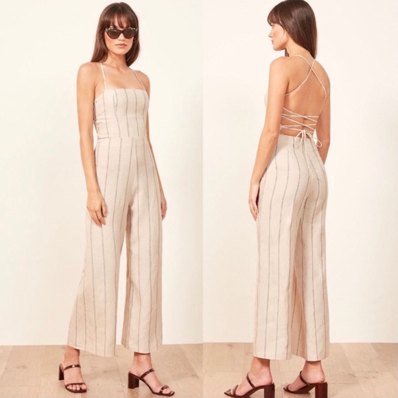 Reformation Pants - NEW Reformation Jager Linen Jumpsuit in Stripes